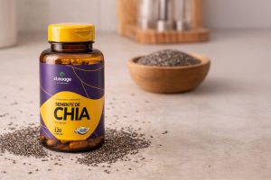 Pote de Suplemento alimentar em cápsulas a basse de Semente de Chia